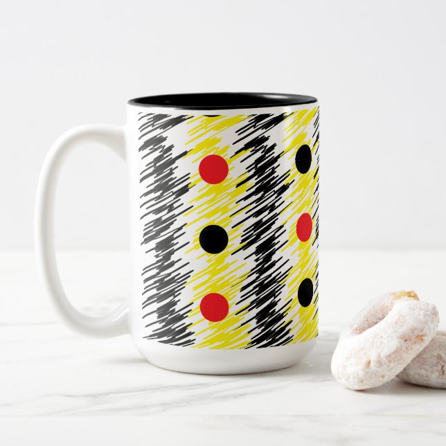 Tasse 2 Couleurs Motif de point de Polka Scribble Abstrait (Avec donut)