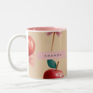 Tasse 2 Couleurs Motif de pomme de bonbons de charme personnalisé
