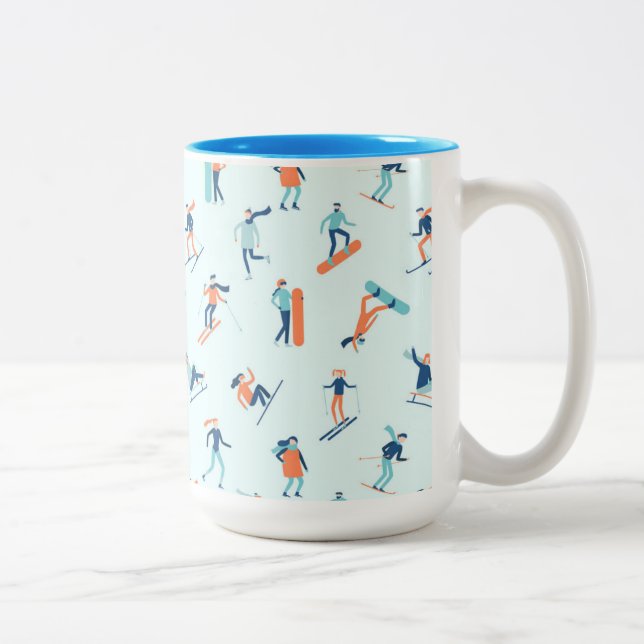 Tasse 2 Couleurs Motif de sports d'hiver (Droit)