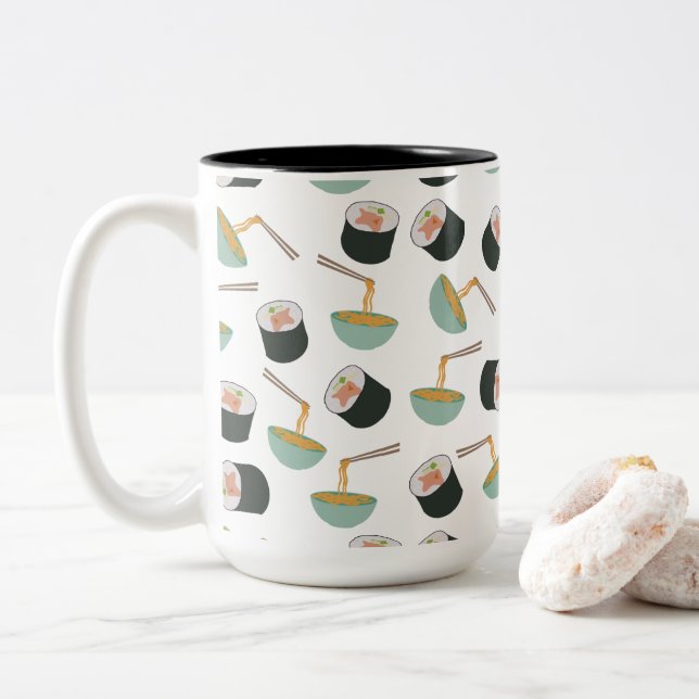 Tasse 2 Couleurs Motif de sushis et nouilles (Avec donut)
