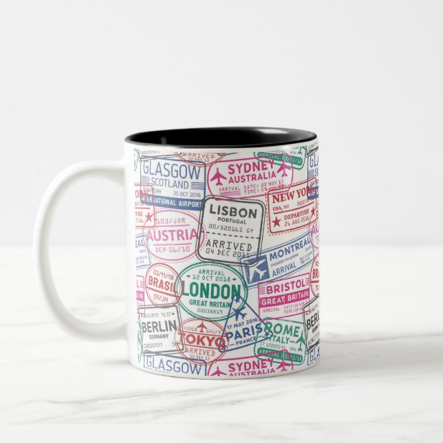 Tasse 2 Couleurs Motif de tampon Visa moderne (Gauche)
