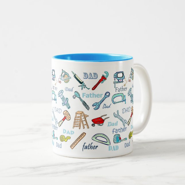 Tasse 2 Couleurs Motif des outils de fête des pères (Devant droit)