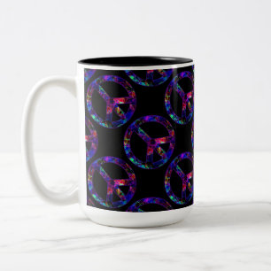 Tasse 2 Couleurs Motif des signes de paix colorés