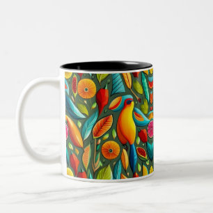 Tasse 2 Couleurs Motif d'oiseaux tropicaux