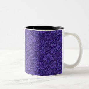 Tasse 2 Couleurs Motif élégant de damas violet vintage