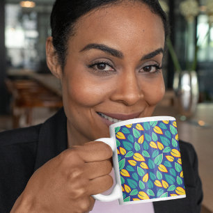 Tasse 2 Couleurs Motif Feuille vert et jaune en chute