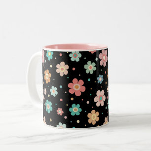 Tasse 2 Couleurs Motif Fleur Multicolore Migné Sur Noir