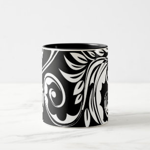 Tasse 2 Couleurs Motif floral blanc noir de Paisley