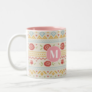 Tasse 2 Couleurs Motif floral Boho Nordique folklorique personnalis