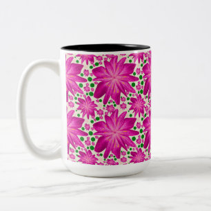Tasse 2 Couleurs Motif floral rose vif sans couture