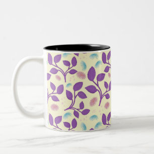 Tasse 2 Couleurs Motif floral violet foncé Esthétique sans coutur