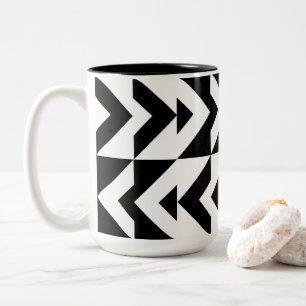 Tasse 2 Couleurs Motif géométrique à chevron noir et blanc