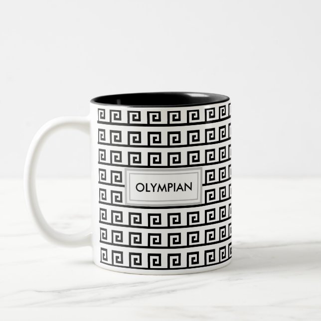 Tasse 2 Couleurs Motif géométrique grec noir et blanc (Gauche)