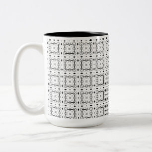 Tasse 2 Couleurs Motif géométrique noir et argent blanc