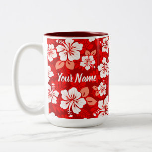 Tasse 2 Couleurs Motif Hawaïen Aloha Shirt —Rouge
