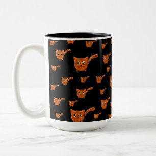 Tasse 2 Couleurs Motif Kitty noir et orange