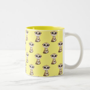 Tasse 2 Couleurs Motif Meerkat sur Jaune