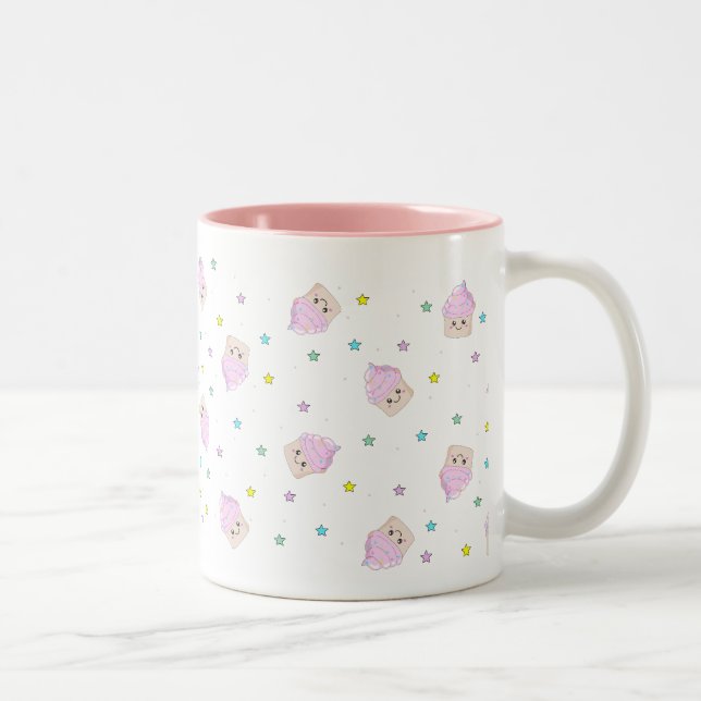 Tasse 2 Couleurs Motif mignon de petit gâteau (Droit)