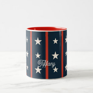 Tasse 2 Couleurs Motif minimaliste de champ d'étoiles USA Luxe po