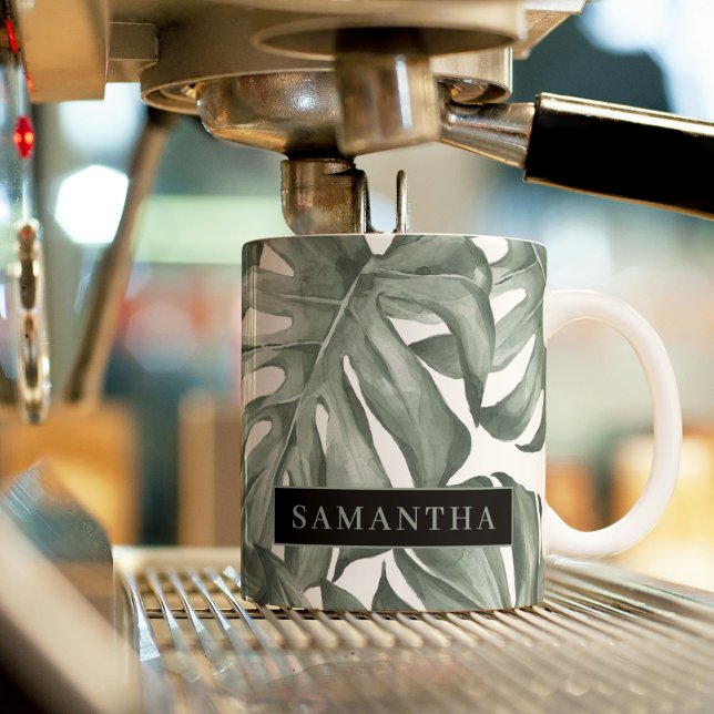 Tasse 2 Couleurs Motif Moderne d'Oasis à l'Aquarelle Tropicale aux  (Créateur téléchargé)