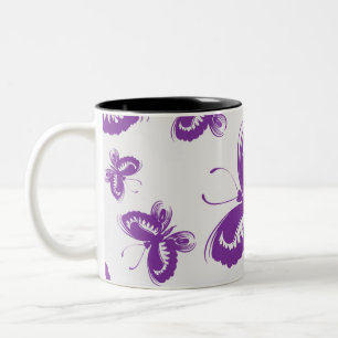 Tasse 2 Couleurs Motif papillon pourpre