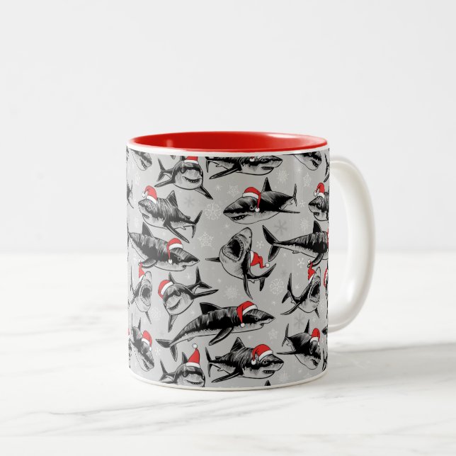 Tasse 2 Couleurs Motif Père Noël Shark (Devant droit)