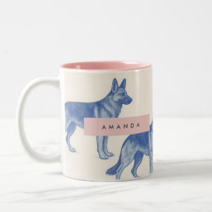 Tasse 2 Couleurs Motif Personnalisé de Berger Allemand Esthétique