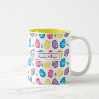 Tasse 2 Couleurs Motif personnalisé d'oeuf de pâques d'aquarelle