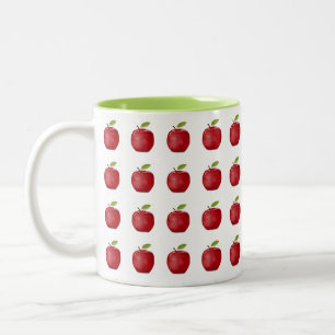 Tasse 2 Couleurs Motif Pomme Rouge sur Fond Blanc