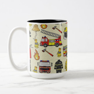 Tasse 2 Couleurs Motif pompier, Camion-feu, Secourt, Flam