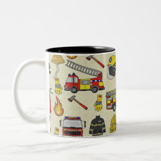 Tasse 2 Couleurs Motif pompier, Camion-feu, Secourt, Flam