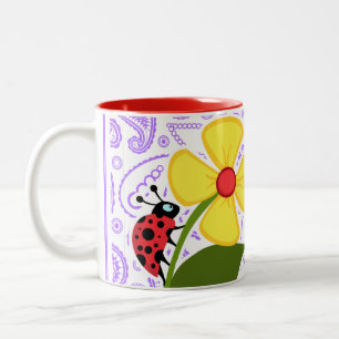 Tasse 2 Couleurs Motif pourpre de Paisley ; Coccinelle