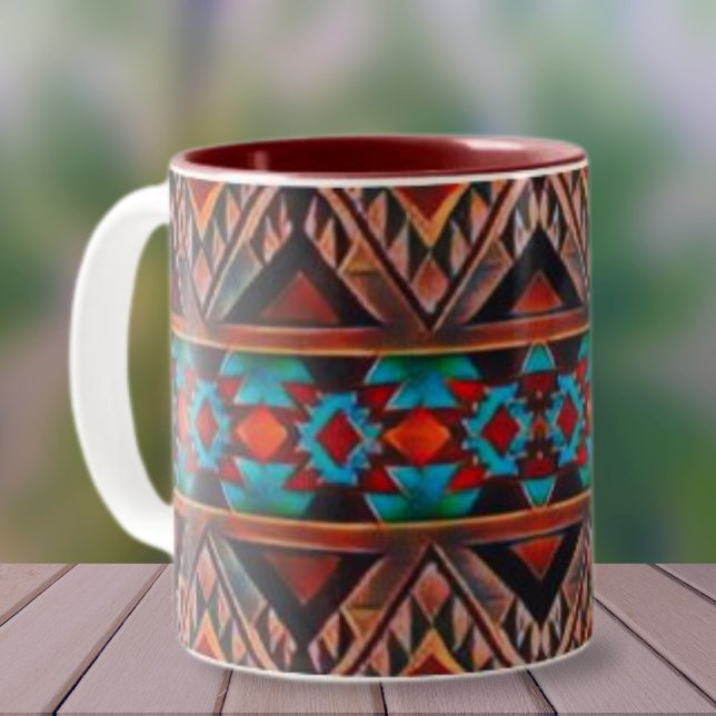 Tasse 2 Couleurs Motif rustique du sud-ouest (Créateur téléchargé)