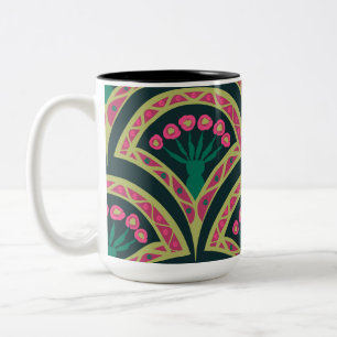 Tasse 2 Couleurs motif vert en forme de coque