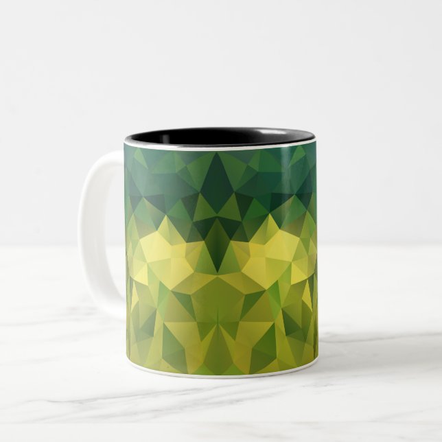 Tasse 2 Couleurs Motif vert jaune (Devant gauche)
