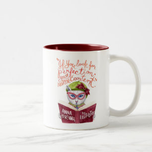 Tasse 2 Couleurs Motivational Leo Tolstoï Citation Aquarelle Chat