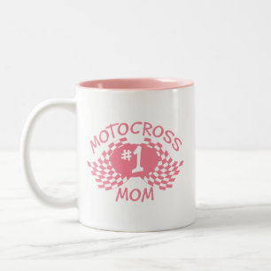 Tasse 2 Couleurs Motocross Mom Pink Racing drapeaux