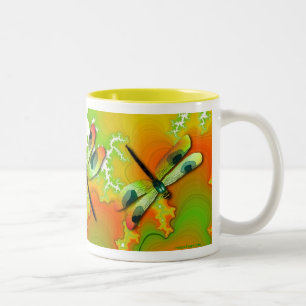 Tasse 2 Couleurs Mouche De Dragonflies Vertes Et Fractées