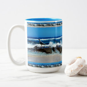 Tasse 2 Couleurs Mouette Sur Les Rochers De Plage,