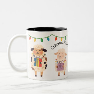 Tasse 2 Couleurs Mouton Crăciun Mișto Cadeau Vacances Roumaines