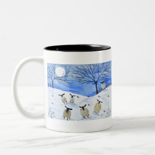 Tasse 2 Couleurs Moutons originaux dans la neige