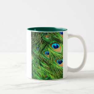 Tasse 2 Couleurs Mug, Plumes de paon