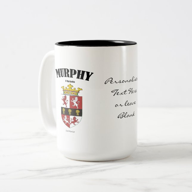 Tasse 2 Couleurs Murphy Family Crest, Traduction & Signification (Devant gauche)