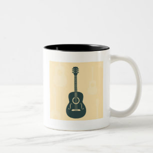 Tasse 2 Couleurs Musique acoustique de guitare rétro