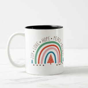 Tasse 2 Couleurs Musique arc-en-ciel Boho Christmas   Joy Love Hope