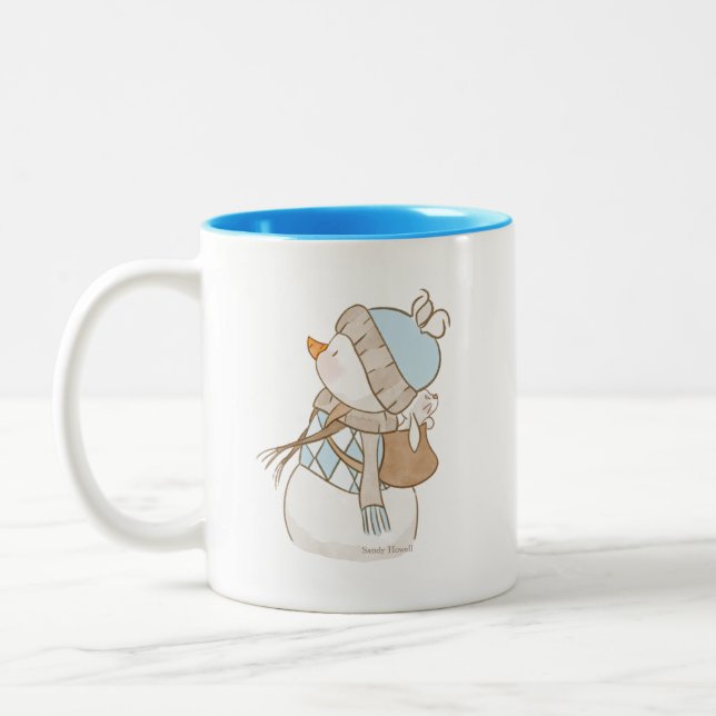 Tasse 2 Couleurs Musique Blue Snowman (Gauche)