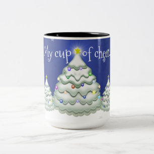 Tasse 2 Couleurs Musique d'arbre de Noël bleu
