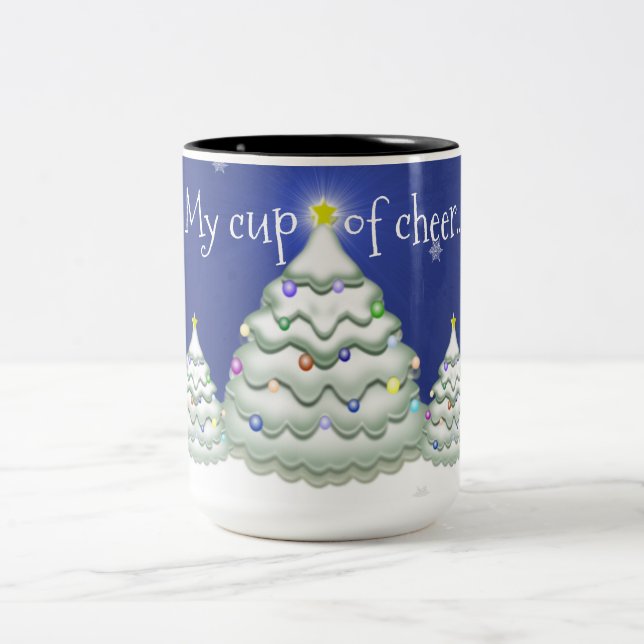 Tasse 2 Couleurs Musique d'arbre de Noël bleu (Centre)