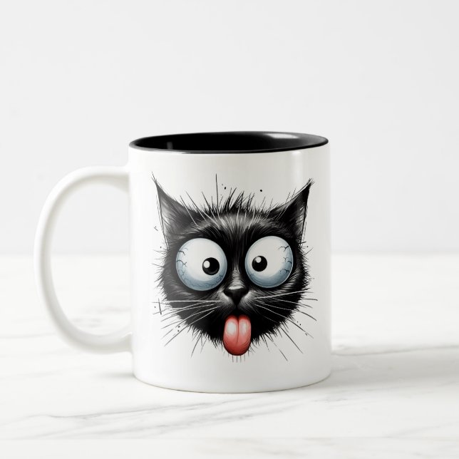 Tasse 2 Couleurs Musique de chat noir (Gauche)