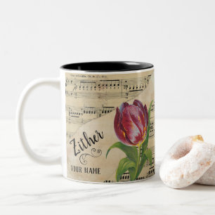 Tasse 2 Couleurs Musique de tôle Vintage de Tulip de cithare Custom